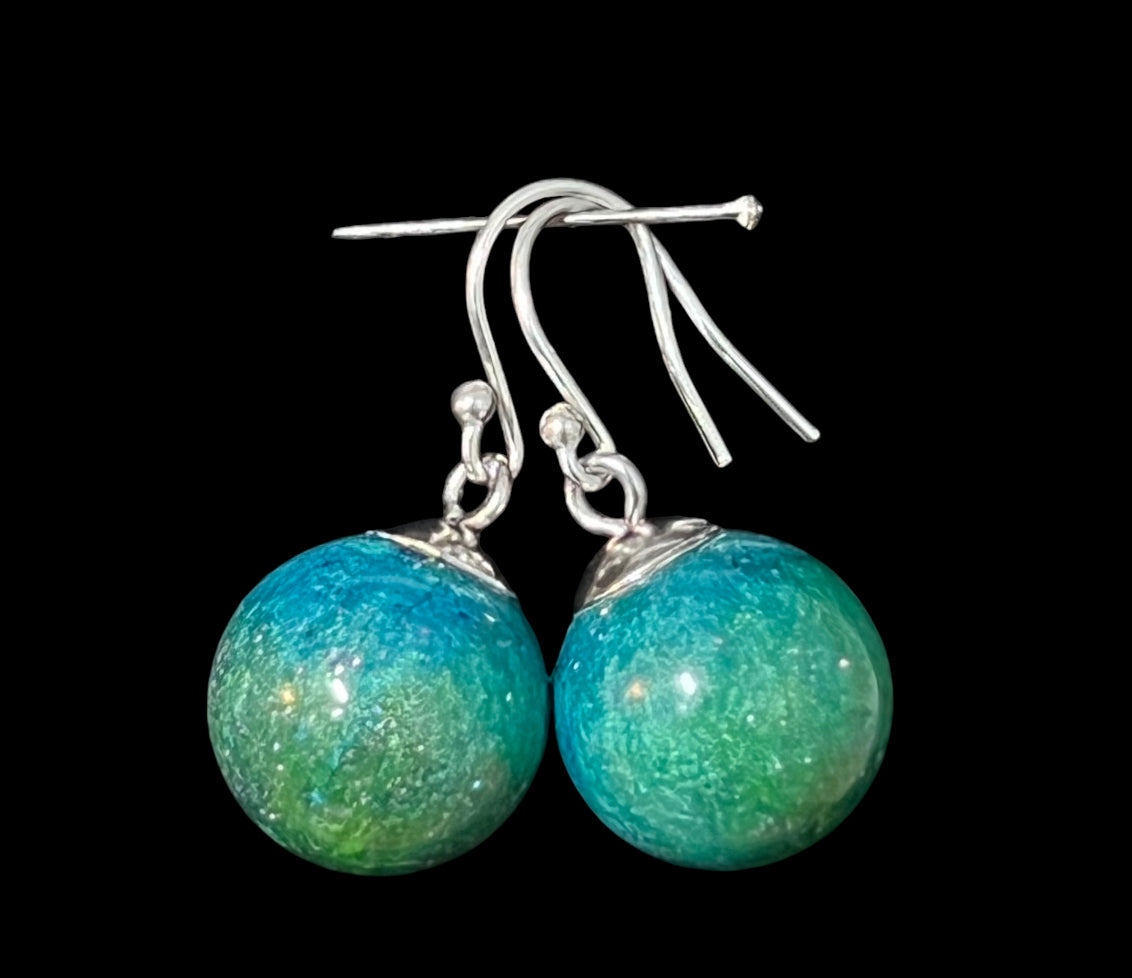 Aurora Borealis Sphere Drop Resin Earrings