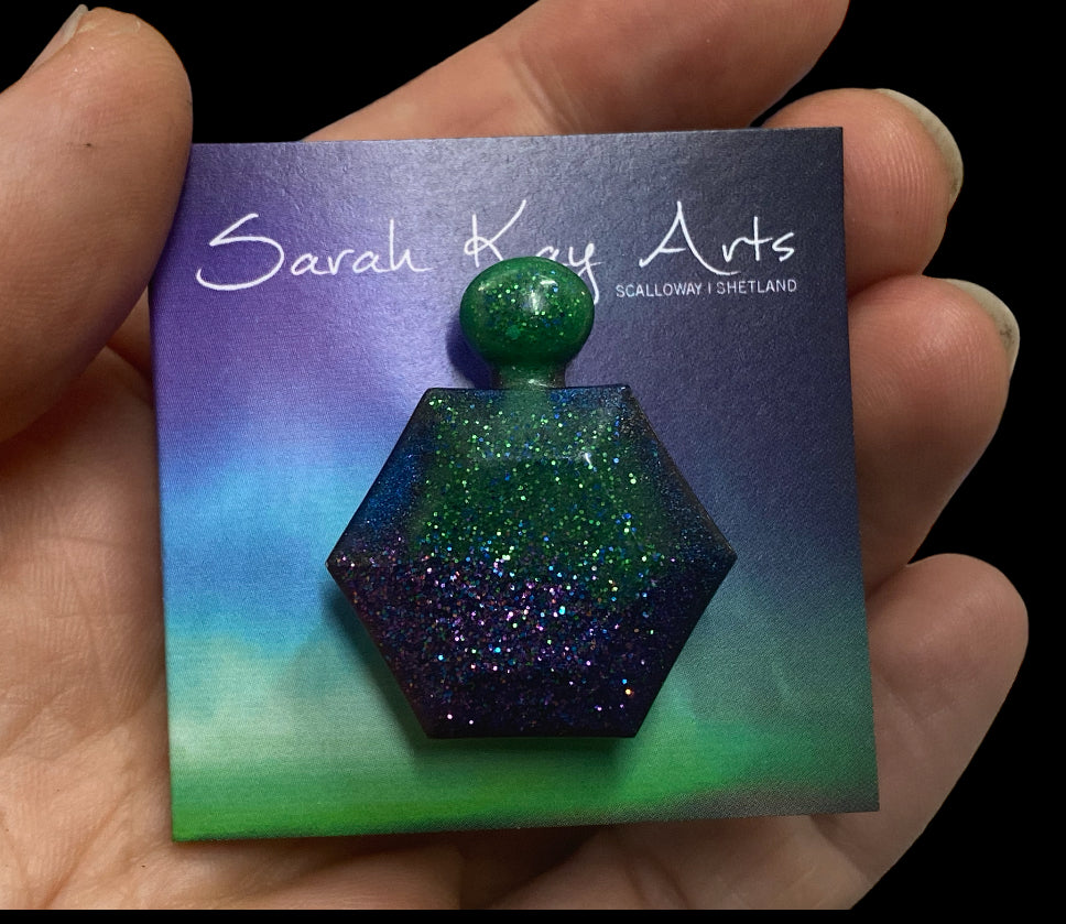 Aurora Borealis Small Resin Brooch