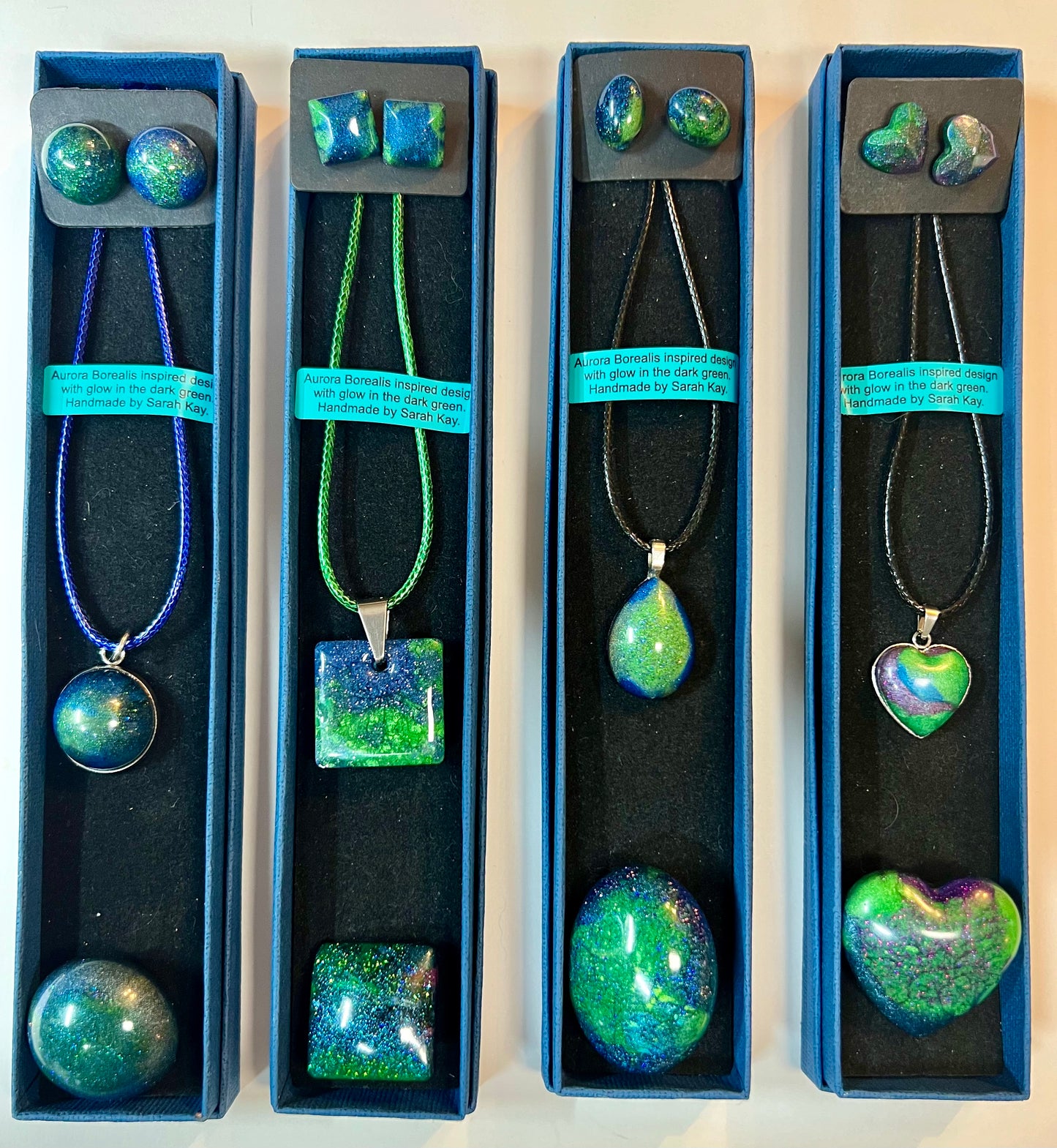 Aurora Borealis Resin Jewellery Set | Earrings, Brooch, Pendant