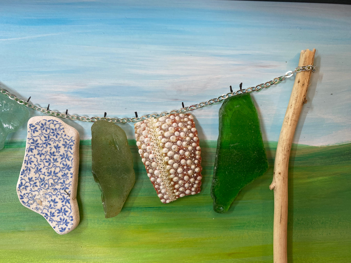 Washing line inspired artwork - Sea glass.