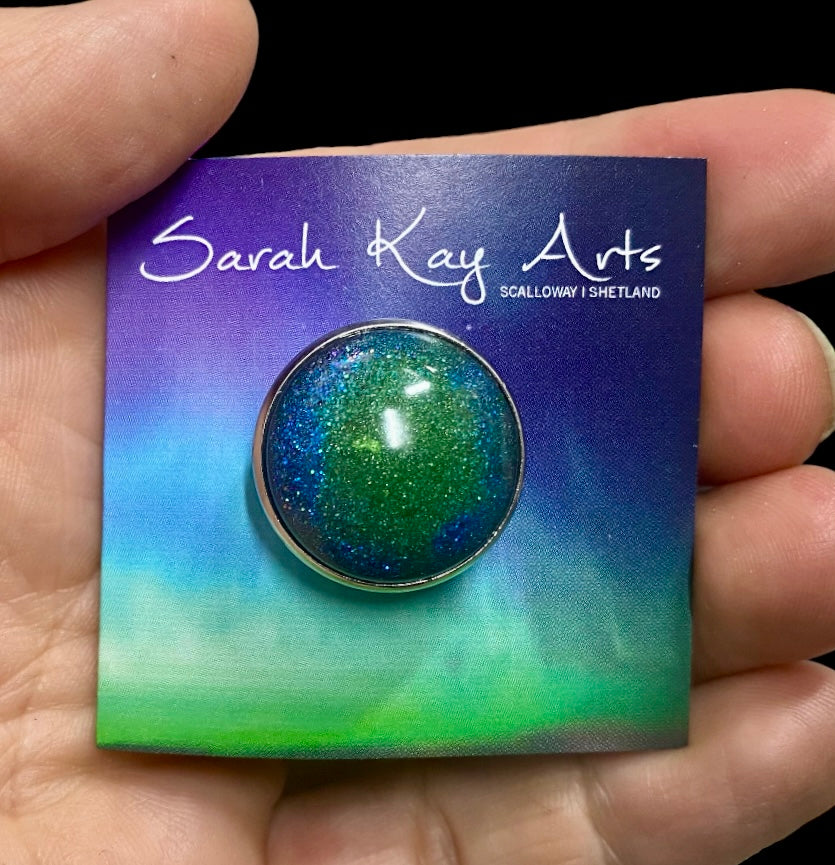 Aurora Borealis Small Resin Brooch