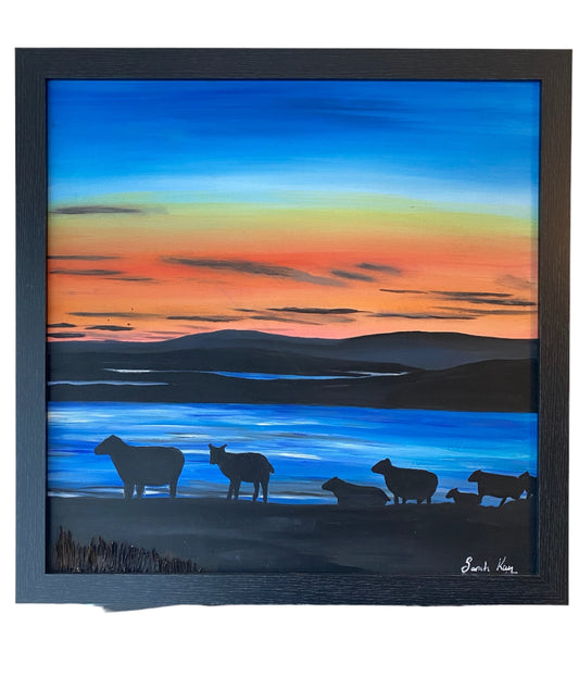 Sunset sheep Acrylic Painting