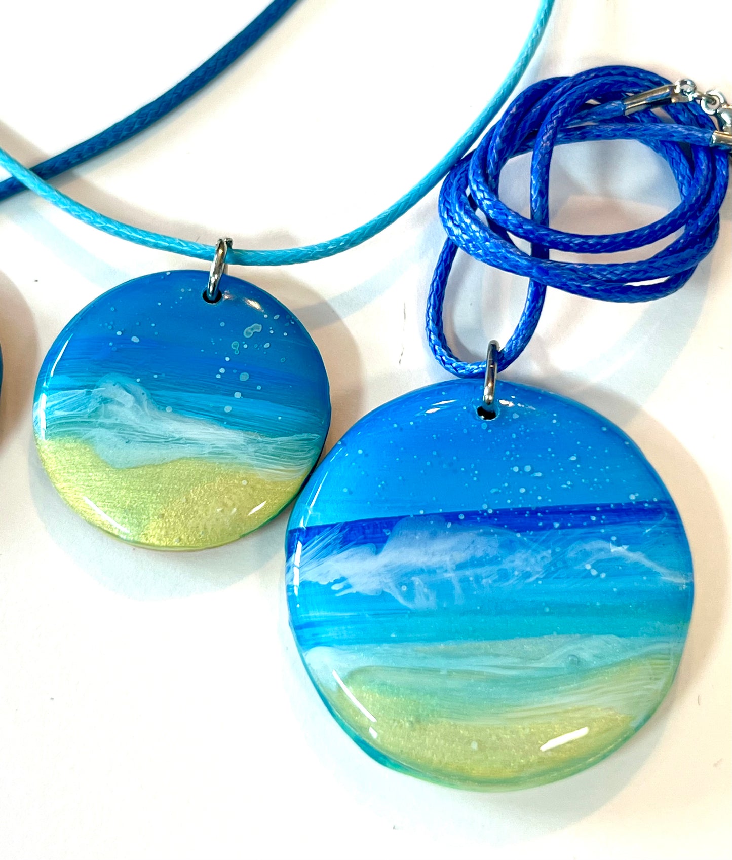 Beach Original Glossy Seascape Resin Pendants