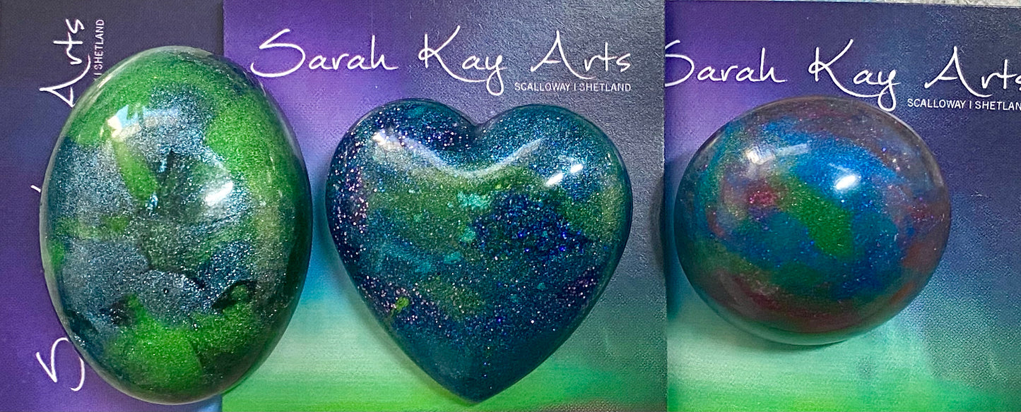 Aurora Borealis Chunky Resin Brooch