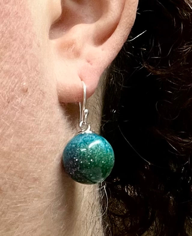 Aurora Borealis Sphere Drop Resin Earrings