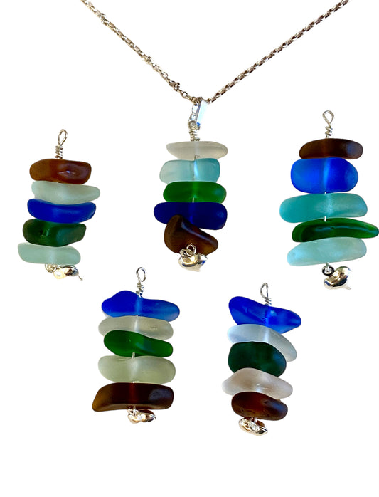 Seaglass stack pendants.