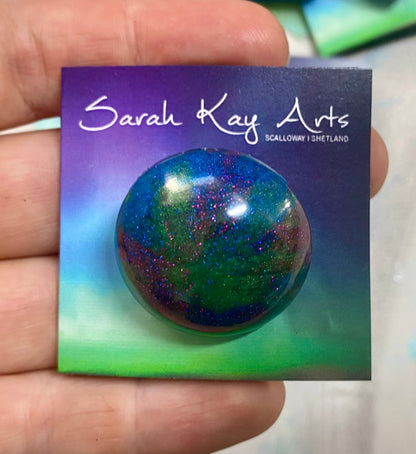 Aurora Borealis Chunky Resin Brooch