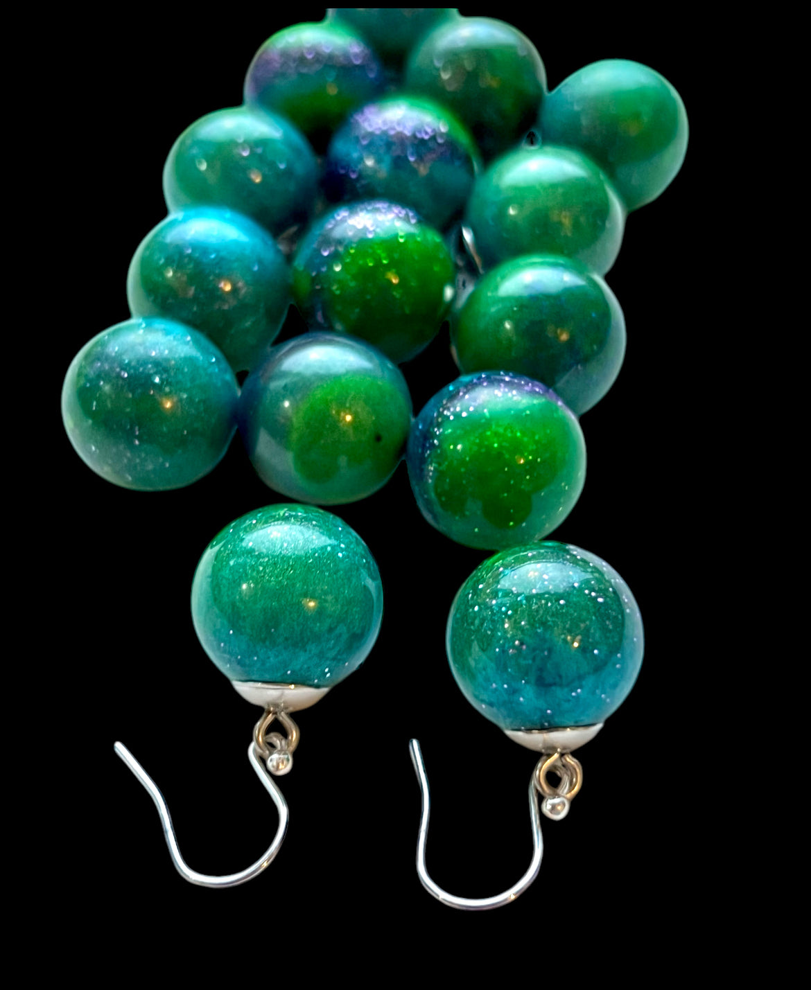 Aurora Borealis Sphere Drop Resin Earrings